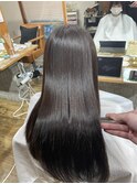 髪質改善/ロング/酸熱トリートメント/艶カラー/グレーベージュ