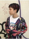 ショートスタイルベリーショートダブルカラーレッドカラー袋町