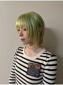 レイヤーカット/デザインカラー/顔まわりカット/ペールグリーン