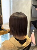 調布レディース切りっぱなしボブワンカラーショコラブラウン