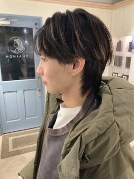 シェノン 赤羽店(CHAINON) メンズシースルーマッシュウルフハイライトを活かした