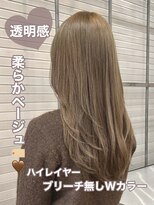 ロックス バイ マグ 松本(rocks BY MAG) イエベ透明感ブリーチ無しダブルカラー柔らかミルクティベージュ