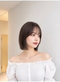 地毛風縮毛矯正韓国風顔まわりレイヤー小顔ボブ切りっぱなしボブ