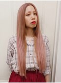 ハイトーンロング ストレートロング ピンクカラー