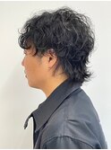 ミディアムウルフパーマ 波巻きパーマ マッシュ