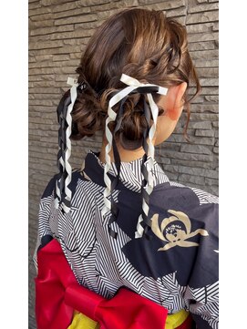 ハイバレーヘアーメゾン(HIGH VALLEY HAIRMAISON) 浴衣ヘアセットツイン編み込みお呼ばれヘア岡山南中央町