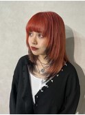 チェリーレッド エンドカラー ブリーチデザイン