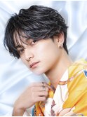 黒髪シースルーフェザーパーマ