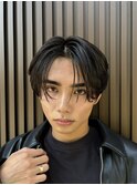 フェザーパーマニュアンスパーマメンズセンターパート襟足あり