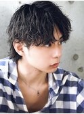サーフカール/ 刈り上げセンターパート/ブルーブラック[新宿駅]