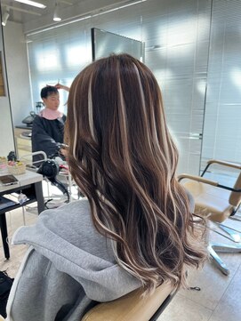 アジールヘア 所沢プロペ通り店(agir hair) エクステハイライトギャル感ホワイトハイライト所沢