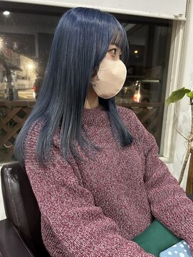 ヘアメイク エイト キリシマ(hair make No.8 kirishima) アイスブルー　ブリーチありブルー　ブルーカラー