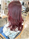 チェリーレッドカラーブリーチ無しダブルカラー