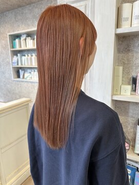 キャアリー(Caary) 福山caaryオレンジカラーダブルカラー透明感ストレートヘア