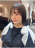 【北澤華】暗髪カラー切りっぱなしボブ/縮毛矯正