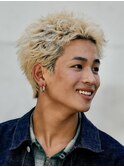 渋谷スパイキーショートメンズブリーチカラーハイトーンカラー