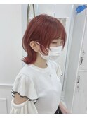 【ブリーチ1回】ウルフボブ＋チェリーレッド＋裾カラー＊Lilme＊
