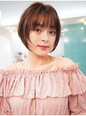 20代~50代☆フェザーショート前髪ありマロンベージュ本厚木