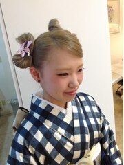 リボン風なヘアセット☆