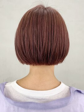 アルバム 銀座(ALBUM GINZA) ピンクボブ_フォギーベージュ耳かけウェーブパーマ_ba293283