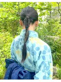 【#わだむすび】浴衣、ロングフィッシュボーンおしゃれアレンジ