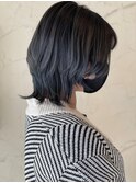 ウルフカット×スモーキーブルー