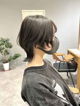 ジアン バイ ミルボン NU茶屋町+(GIEN by milbon) 黒髪暗髪グレージュミニショートマッシュウルフカットヘア