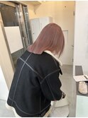 ピンクベージュくすみピンク切りっぱなしボブタッセルボブ