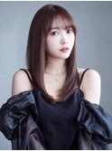 ロング顔周りレイヤー韓国ヘア美髪おくれ毛_F20107