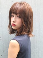 外ハネボブイメチェンチェリーブラウン斜めバング#280f0609