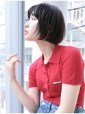 切りっぱなし/前下がり/ナチュラル/ぱっつんボブ/SOLセンター南