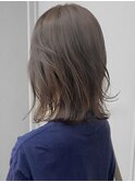 ブリーチなし切りっぱなしボブミディアムレイヤーボブ秋カラー