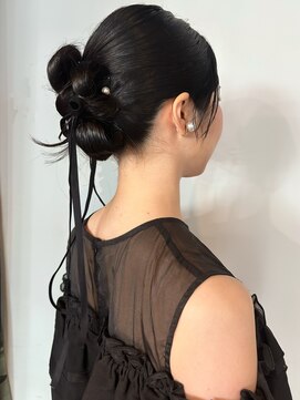 ダブルリボンシニヨン　ヘアセット　
