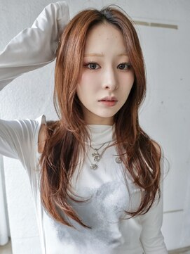 大人可愛い20代30代40代黒髪前下がりひし形小顔ロング