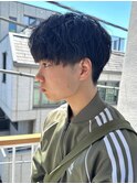 センターパート波巻きパーマニュアンスパーマ