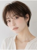 スッキリ耳だしショート/ショートパーマ/アッシュ/30代40代50代