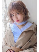 アリー 原宿 表参道(ALLY)&nbsp;[ALLY阿部]透明感バツグンなベージュ×切りっぱなしボブ