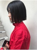 黒髮ボブ_マニッシュショート,ネイビーカラー,フレンチボブ