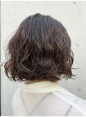 デザインカラーレイヤーカットウェットヘア夏オリーブベージュ