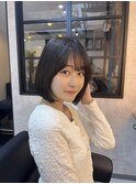 大人可愛い20代30代40代黒髪前下がりショートボブ丸みショート◎