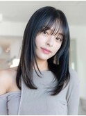 顔周りレイヤー/20代30代大人かわいい/くびれヘア