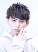 メンズ王道束感ひし形セットパーマツーブロックスーツ刈り上げ