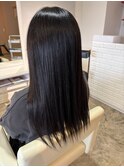 縮毛ストレート×暗髪透明感カラー 