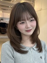 ライン(LINE)&nbsp;韓国風/レイヤー/前髪カット/オリーブ/透明感/ハッシュカット