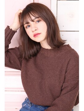 リコ エスト 上野店(lico est) LICO 大人キュート 外ハネ セミディ ナチュラルベージュ