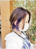 小顔ショートボブアッシュブラウン耳掛け【横浜】