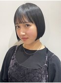 小顔◎愛されミニボブヘア×姫カット/黒髪/ネビージュ/ワンレン