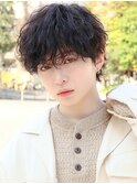 波巻きパーマメンズツイストスパイラルパーマツーブロックウルフ