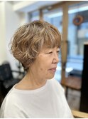 ナチュラルパーマショートヘア♪50代/60代/白髪ぼかし/白髪染め