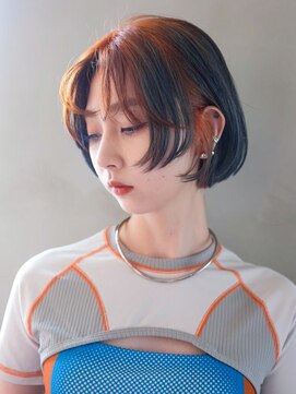 アルバム 銀座(ALBUM GINZA) オリーブカラー秋色透明感カラーワンレンボブルフ_ba535171